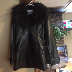 Faux Fur Black Trench Coat